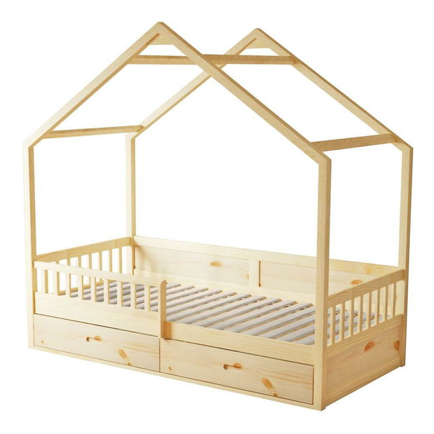 Gyerekágy 90 cm Burgues (természetes) (ágyráccsal) (tárolóhellyel)