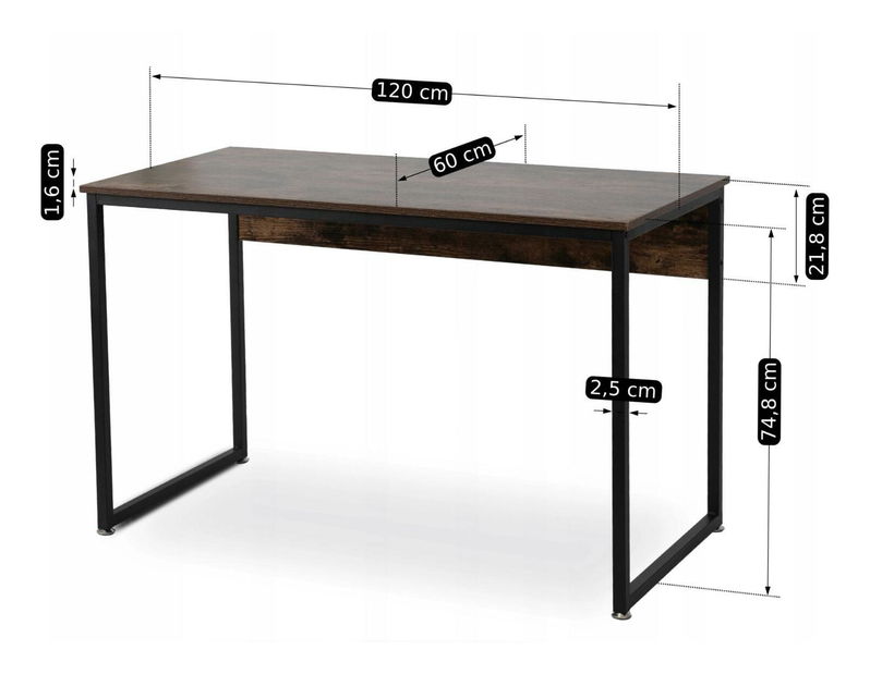 Pisaći stol Regular (hrast rustikal + crna) 