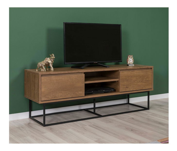 Súprava nábytku do obývacej izby Laxi 4 (orech + čierna)