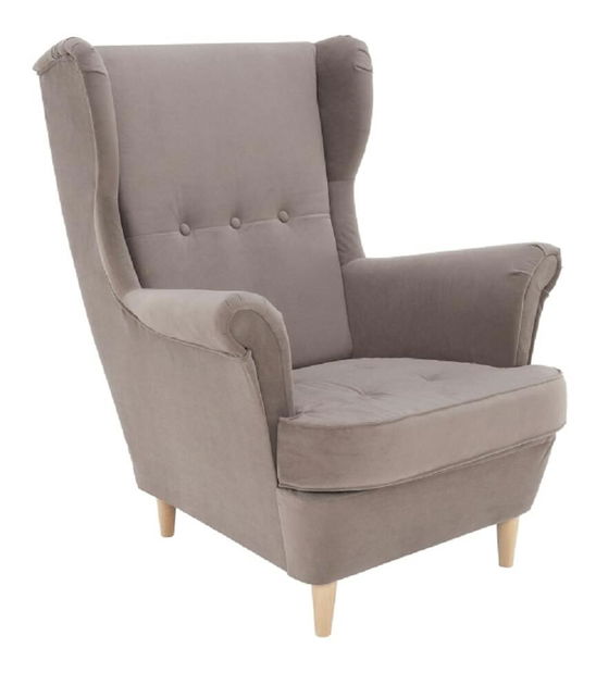 Kreslo ušiak Romino (sivá + buk) 