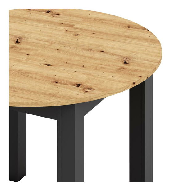 Masă sufragerie Haroldy (pentru 4 persoane) (stejar artisan + negru)