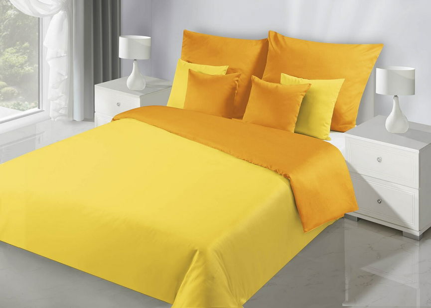 Posteľná bielizeň 200x220 cm Nova (žltá + oranžová) (komplet s obliečkami na vankúše)