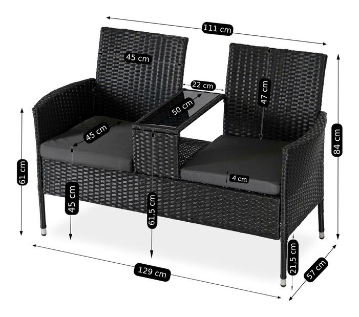 Vrtna sofa Kraft (crna) 