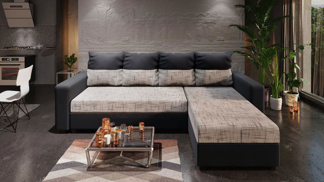 Rohová sedačka Ardait (melírovaná svetlosivá + tmavosivá) (P)