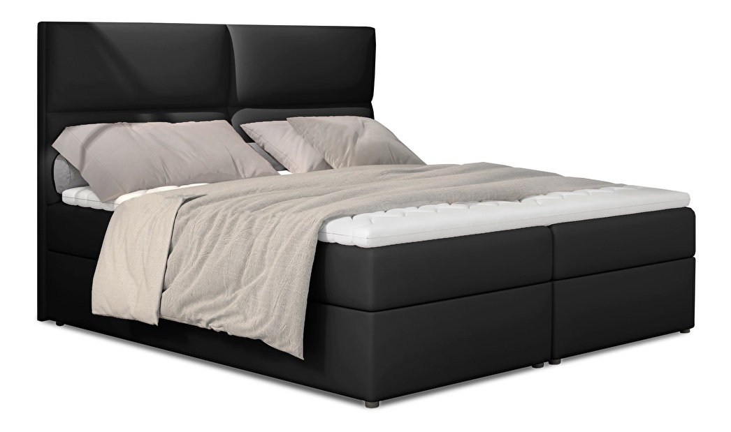 Kontinentálna posteľ 145 cm Alyce (čierna) (s matracmi)