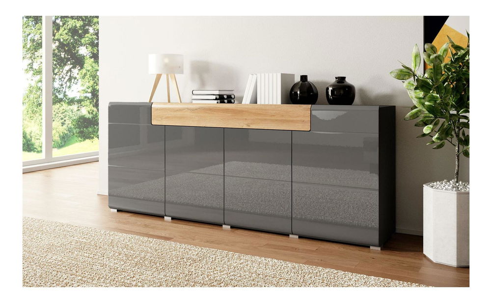 Komód Tamie Typ 25 (sötétszürke + tölgy)