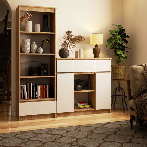 Comodă Kalista VII (Stejar sonoma + Alb)