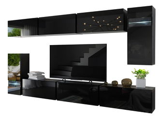 Obývacia stena Marmara (čierna + čierny lesk)