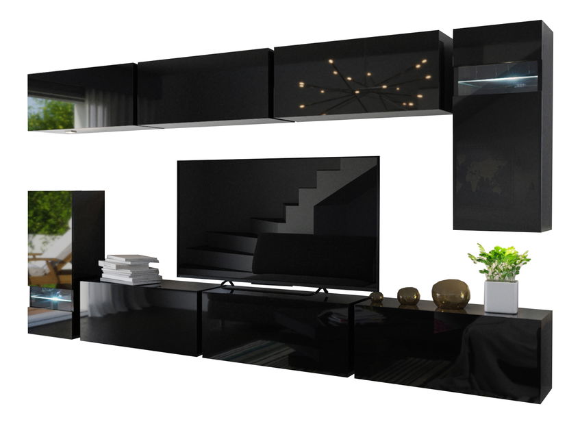 Set za dnevni boravak Marmara (crna + crni sjaj)