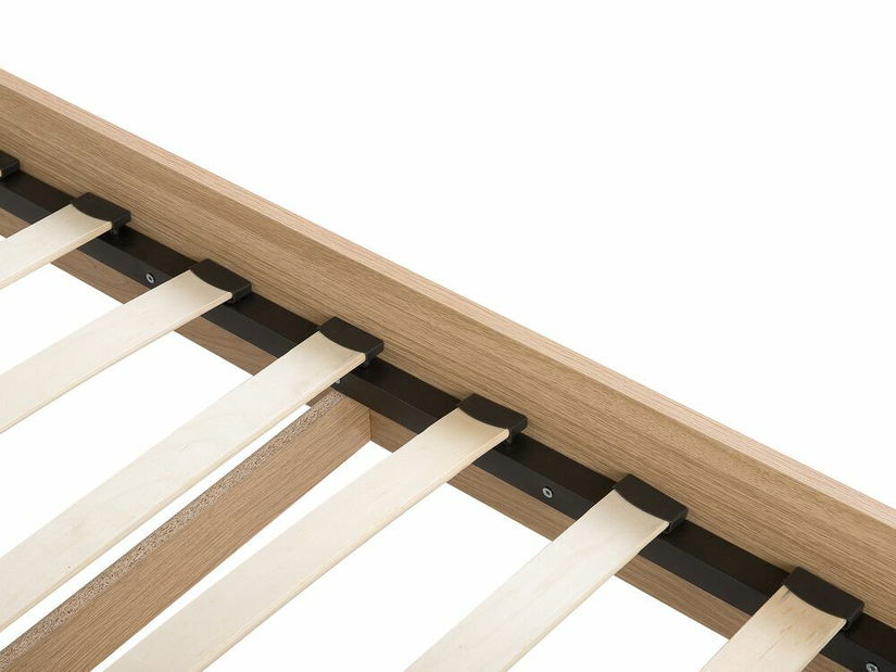 Pat matrimonial 160 cm SERVI (cu somieră și iluminat LED) (lemn deschis)