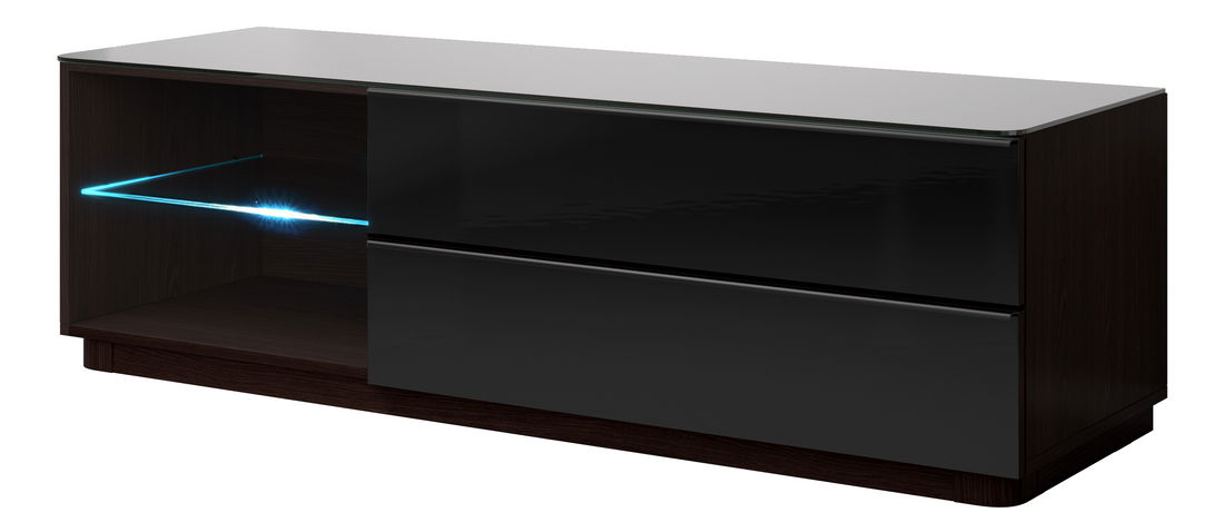 Masă TV/ comodă Toft Typ 40 (Wenge + sticlă neagră)