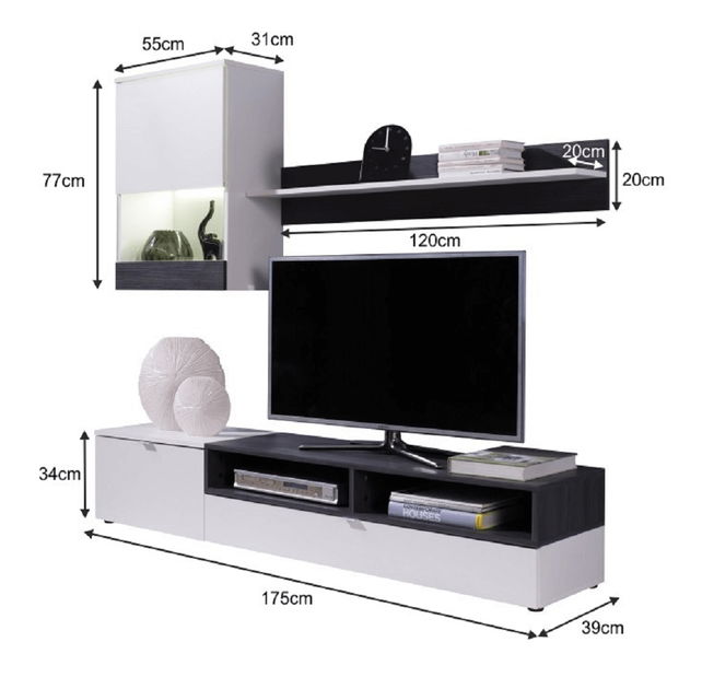 Set za dnevni boravak Reynard (bijela + bor tamni) 