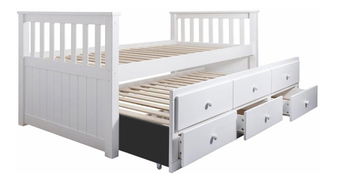 Krevet na razvlačenje 90 cm Aduban (bijela) (s podnicom i prostorom za odlaganje)