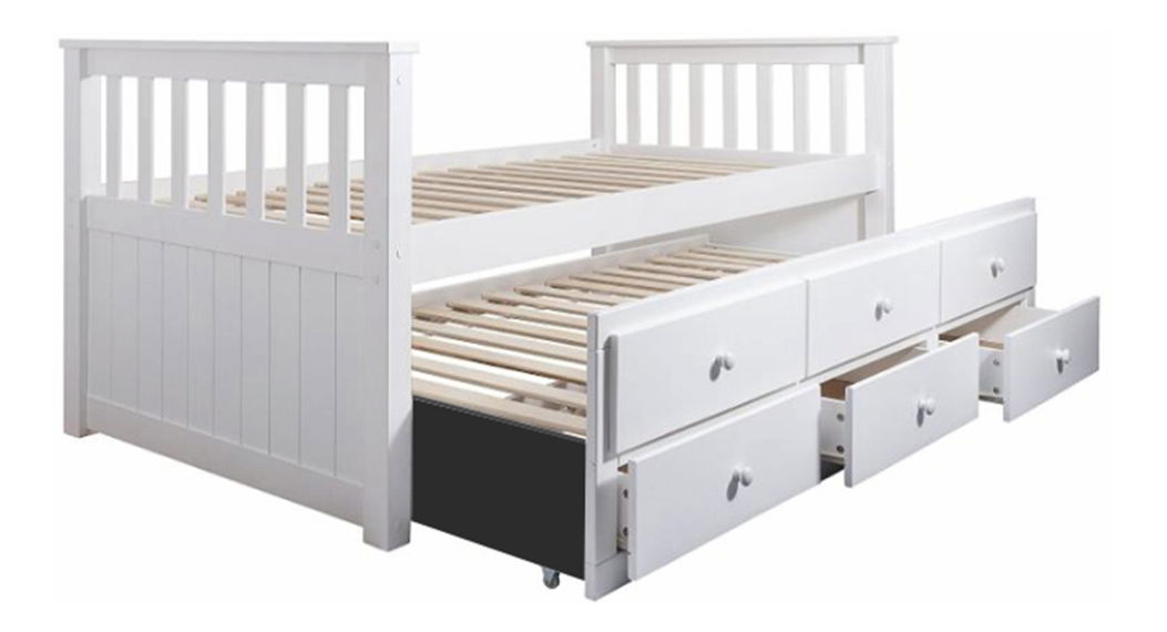 Krevet na razvlačenje 90 cm Aduban (bijela) (s podnicom i prostorom za odlaganje)