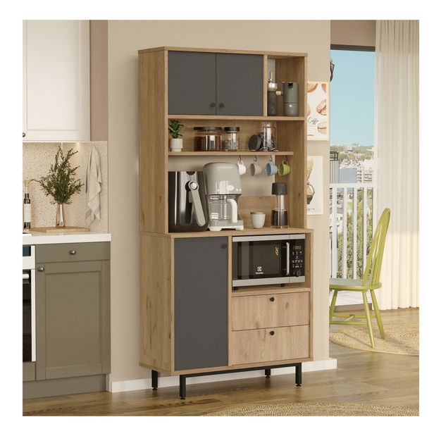 Polcos szekrény Rebutia 4 (tölgy + antracit)