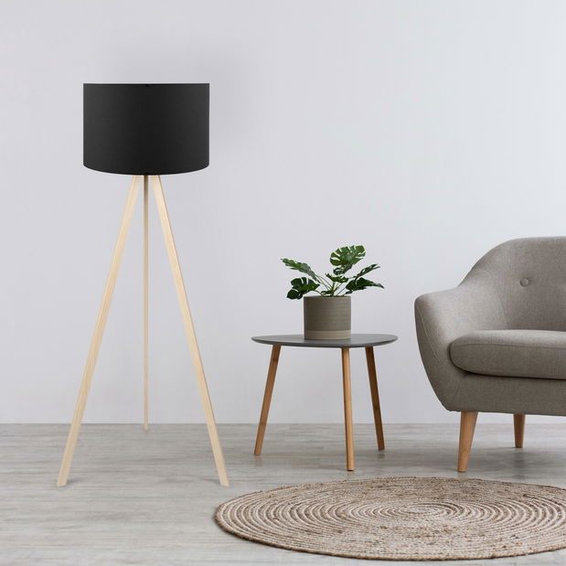 Lampă de podea Comporollo 1 (Negru + stejar)