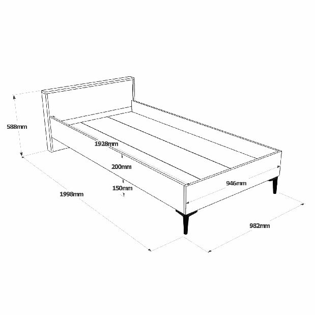 Jednostruki krevet 90 cm Ariel 5 (prirodna + antracit)