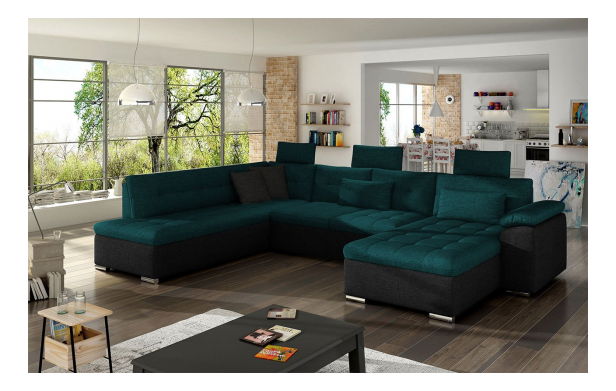 Rohová sedacia súprava Vegas Bis (tmavozelená + čierna) (P) *bazár