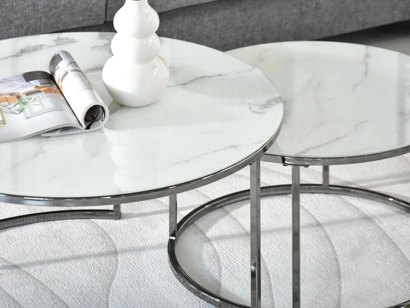 Konferenčný stolík Grande (biely mramor + čierna)