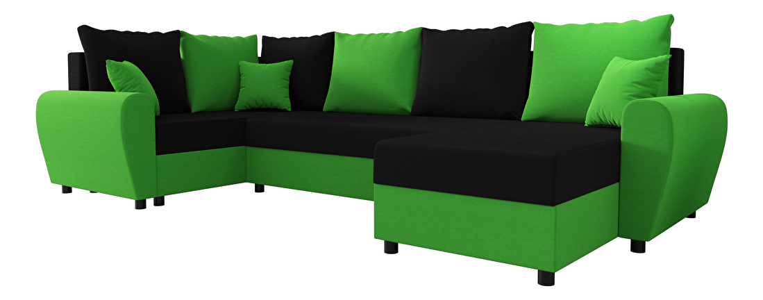 Sarok ülőgarnitúra Fleur Long (zöld + fekete) (B)