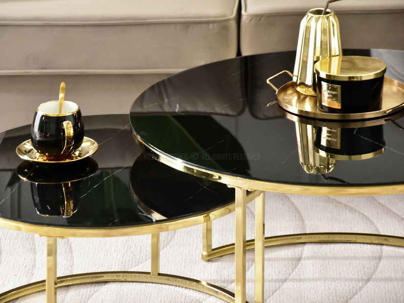 Stolić za kavu Grande (crni mramor + zlatna)
