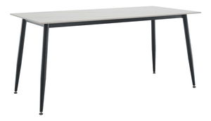 Masă sufragerie Fresia 2 (alb marmură + negru) (pentru 6 persoane)