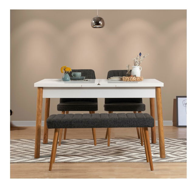 Set mobilier sufragerie Vlasta 4 (pin atlantic + alb + antracit) (pentru 4 persoane)