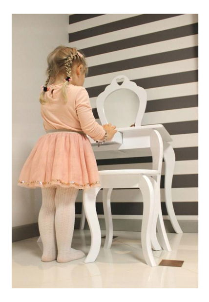 Dječji toaletni stolić s tabureom Girly (bijela)
