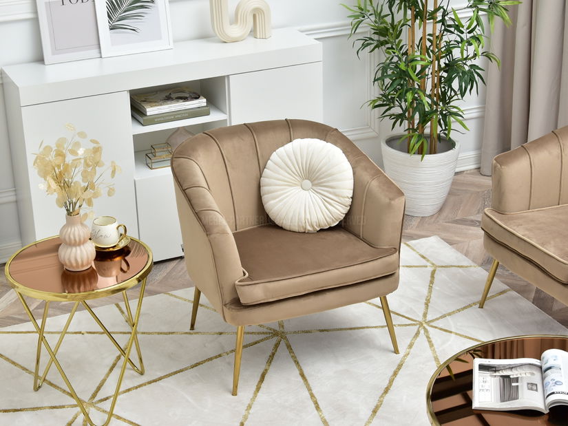 Fotelja Etimee F (bež + zlatna)