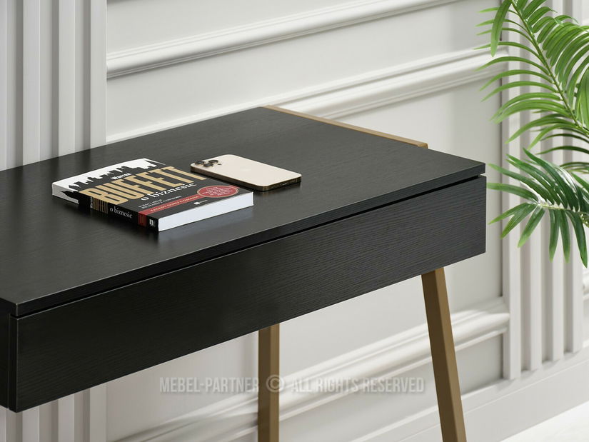 Masă PC Norway (lemn negru + auriu)