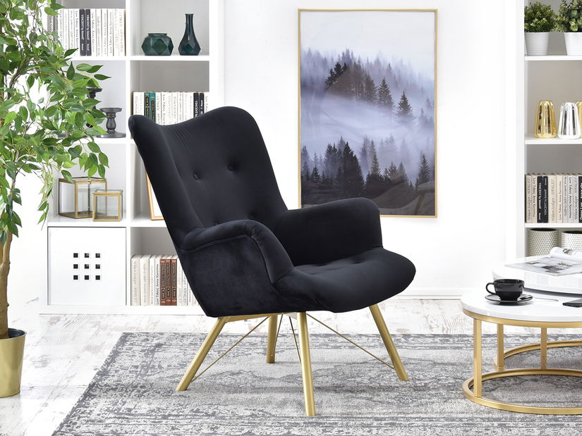 Relaxačné kreslo Dawntawn (čierna + zlatá)