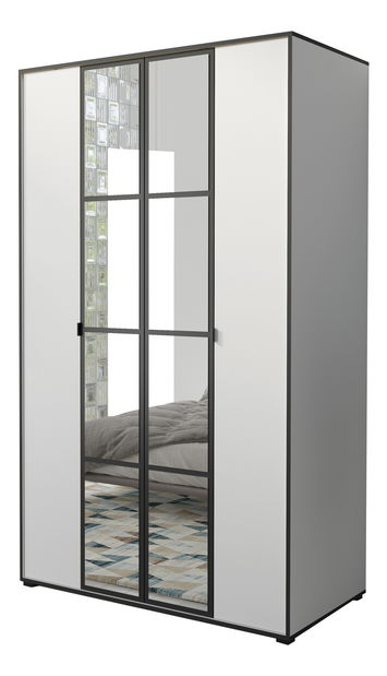 Dulap de haine 120 cm Oklahoma 1 (Alb + Negru)