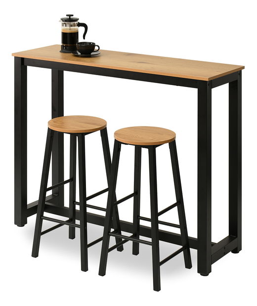 Jedálenský set Remma (dub + čierna) (pre 2 osoby)