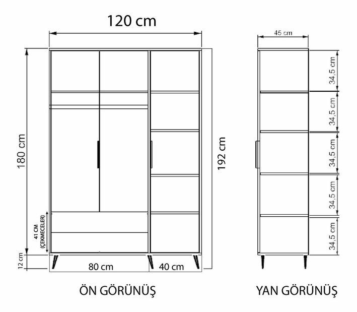 Šatníková skriňa Adena (dub + antracit)