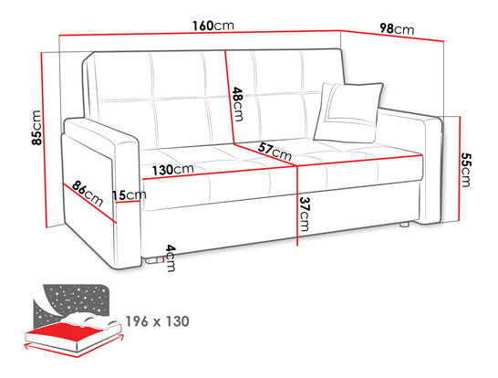 Sofa na razvlačenje Clovea Mel III (plava + svijetlosiva) (s prostorom za odlaganje)