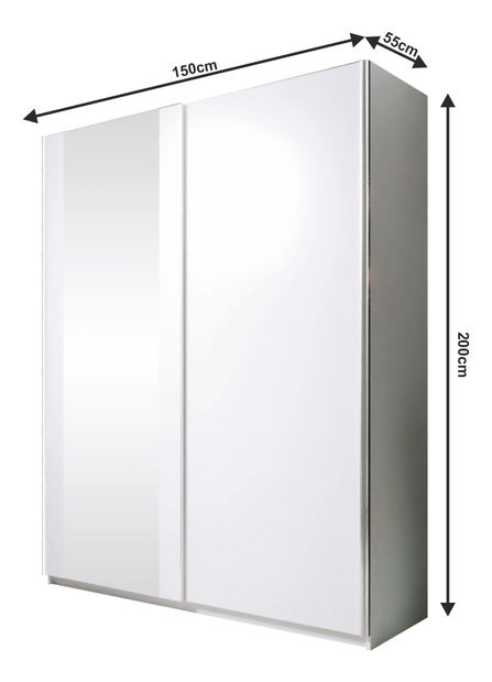 Dulap de haine cu uși glisante Briana 150 (alb) 