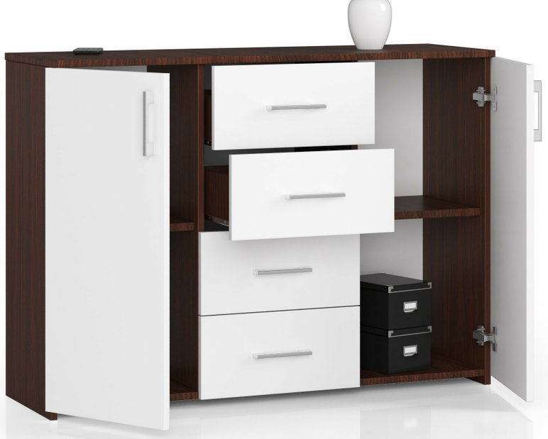 Fiókos komód Kiran (wenge + fehér)
