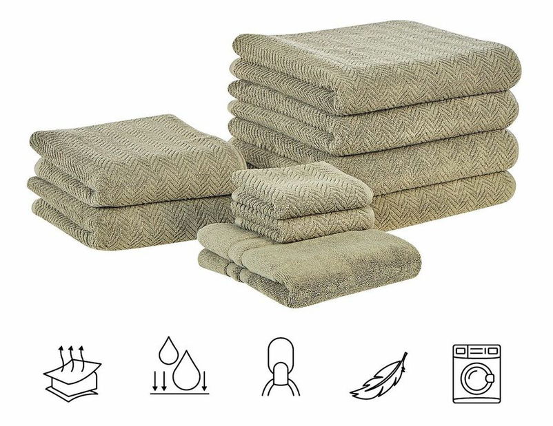 Törölközőkészlet (9 db.) Mitia (zöld)