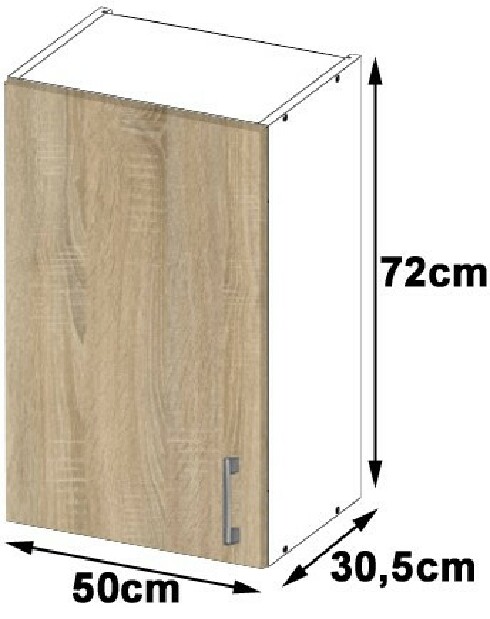 Dulap superior de bucătărie Lula W50 720 (alb + stejar sonoma)