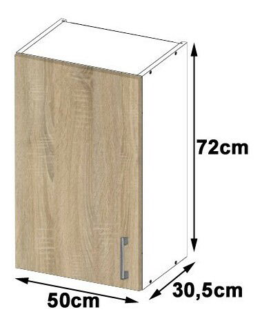 Dulap superior de bucătărie Lula W50 720 (alb + stejar sonoma)
