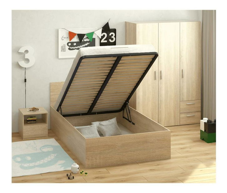 Jednolôžková posteľ 120 cm Discutibles (dub sonoma) (s roštom) (s úl. priestorom)