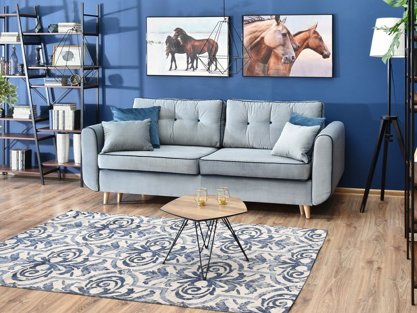 Canapea două locuri Bacteria (albastru + stejar)