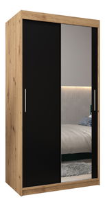 Ormar za garderobu 100 cm Toki 2 (hrast artisan + crna mat)