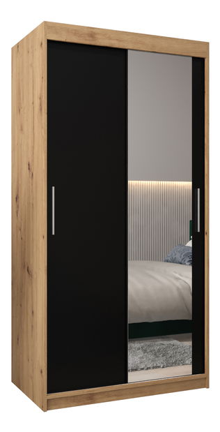 Ormar za garderobu 100 cm Toki 2 (hrast artisan + crna mat)