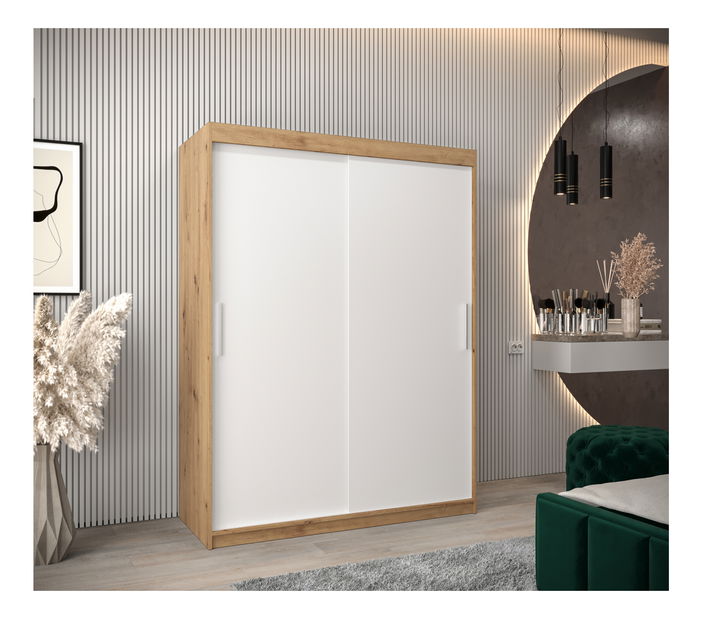 Ormar za garderobu 150 cm Toki (hrast artisan + bijela mat)