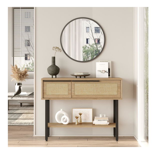 Konzolový stolík Otto 12 (so zrkadlom) (orech + dub + čierna)