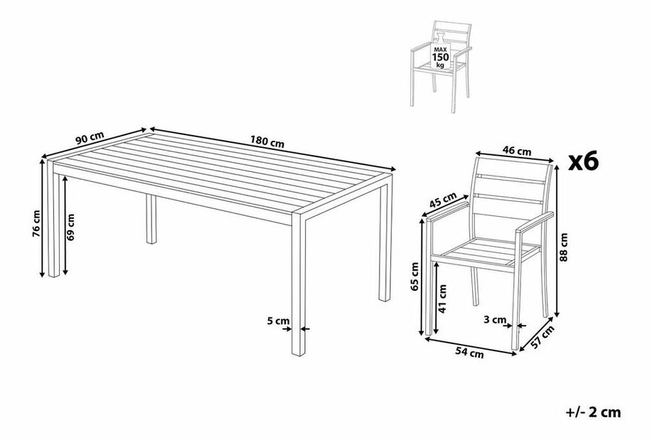 Set de masă pentru grădină Vero (lemne deschis)