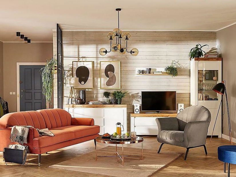 Mobilier living Holten 2 (stejar wotan + alb lucios)