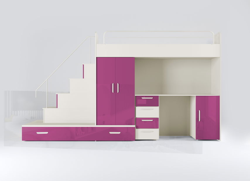 Detská posteľ Ruby V (kašmír + lesk ružový) (s roštami)