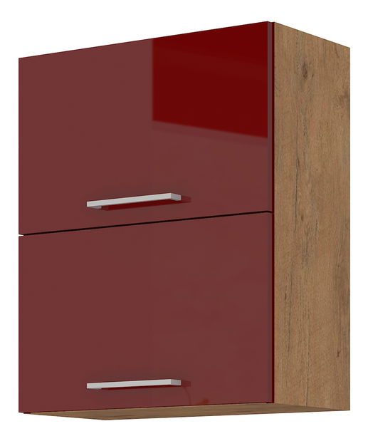 Horná kuchynská skrinka Virion 60 GU 72 2F (dub lancelot + bordová)